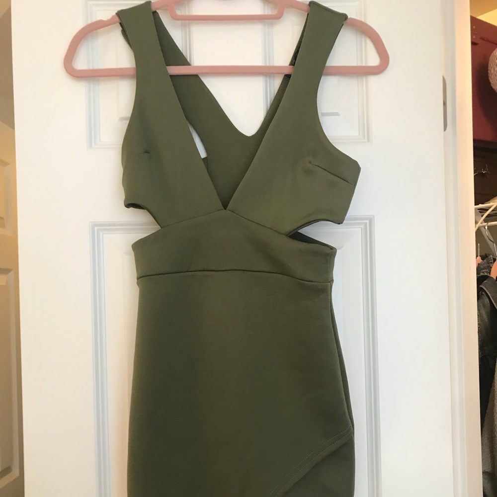 Sexy skin tight deep v dress